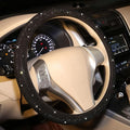 Bling Steering Wheel Cover Women Girls Black Rhinestone Car Accessories 15 Inch Universal Crystal Diamond Cool Bling Anti-Slip Wheel Protector