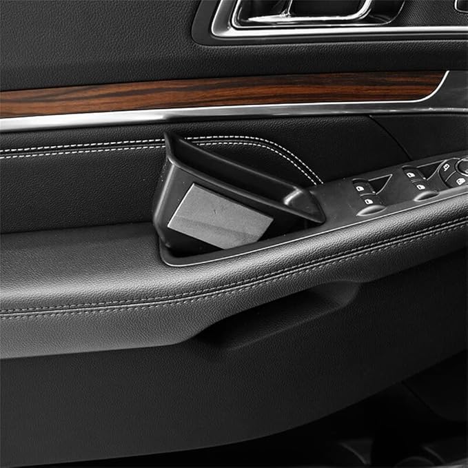 Front Row Door Side Storage Box Compatible with Ford Explorer 2016 2017 2018 2019 Armrest Phone Container Door Organizer Handle Pocket ABS Tray Insert Glove Pallet
