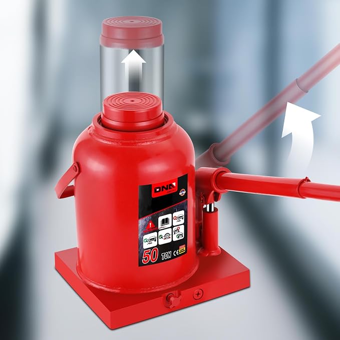 50 Tons / 110231 lbs Lifting Automotive Welded Hydraulic Bottle Jack for Repair Vehicle, Pickup, Truck, w/Manual Handle, Red,TOOLS-00365
