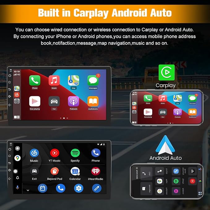 8 Core Car Radio Stereo for Jeep Compass Patriot 2010-2016 10 inch Touch Screen with Wireless CarPlay Android Auto Bluetooth 5GHz WiFi FM GPS Navigation Backup Camera【4G+64G】
