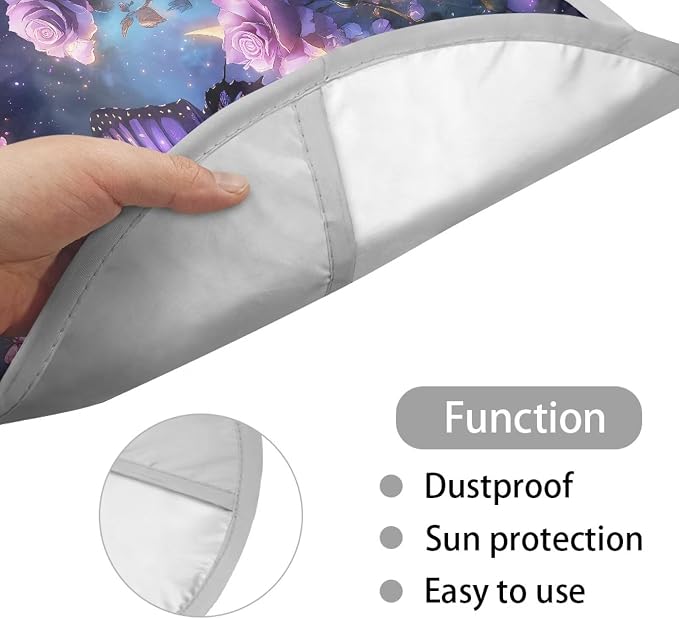 Steering Wheel Sun Shade Cover 17 inch Cooling Steering Wheel Sun Cover for Heat Protection Moon Rose Butterfly Car Accessories Heat Reflector Fit Most Cars SUV Trucks Van