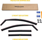 in-Channel Rain Guards for GMC Acadia 2017-2023, Window Visor Shields Vent Deflector Shade Wind Dark Smoke 2018 2019 2020 2021 2022 17 18 19 20 21 22 23, Tape-On Inside-Mount, 4PCS