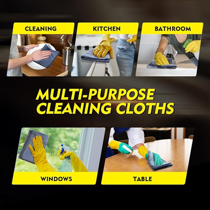 Grey Microfiber Cleaning Cloth 50 Pack, 12.5 x 12.5 inch Microfiber Towels for Cars, Ultra Absorbent Car Washing Cloth, Lint Free Streak Free Cleaning Rags for Car, Kitchen, and Window