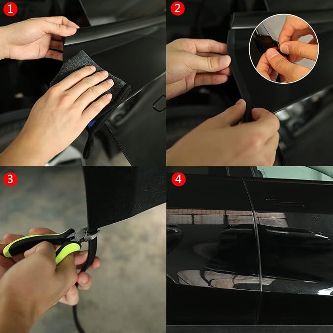65.6ft (20m) Car Door Edge Guards Black – Self-Adhesive PVC, U-Shaped, Fits Most Vehicles, Fade-Resistant, Scratch- and Chip-Resistant – Reduces Dings in Parking Lots