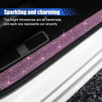 2PCS Car Door Edge Entry Guard, Bling Rhinestone Car Anti-Collision Adhesive Sticker Strip, Door Sill Strip for Rear Bumper Car SUV, Threshold Protective Stickers for Women (Pink)