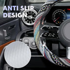 Boho Steering Wheel Cover, Steering Wheel Cover Women, 15 inch Hippie Style Protector Covers, Universal Ethnic Flax Cloth Car Accessories Universal for SUV Van Truck (Hippie-D)