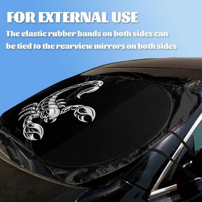 Scorpion Car Windshield Sunshades Tribal Tattoo Black Gothic Front Window Sun Shade Block UV Rays Sun Shade Visor Protector for Sedan Truck SUV Accessories 59" L x 31.5" W
