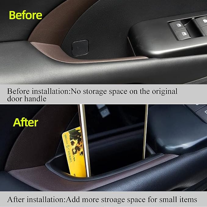 Front Row Door Oragnizer Compatible with Toyota Highlander 2014 2015 2016 2017 2018 2019 Armrest Phone Container Door Handle Pocket ABS Grab Tray Insert Glove Pallet