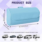 Sunglasses Holder for Car Sun Visor, Sunglass Organizer for Car, Magnetic Leather Eyeglasses Protective Storage Case, Waterproof Glasses Organizer Visor Accessories for Vehicles (Blue)