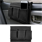 Car Window Armrest Storage Box, Leather Auto Side Door Arm Rest Pad Organizer with Multiple Pocket, Multifunctional Vehicle Armrest Elbow Pad Storage Bag, Universal Fit (Black)