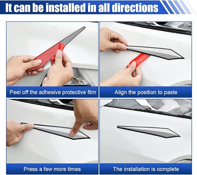 4PCS Car Door Edge Guard Protector, Self-Adhesive Vehicle Rearview Mirror Anti-Collision Strip, PVC Anti-Scratch Bumper Trim Guard, Universal Auto Body Accessory for Car SUV Truck (White)