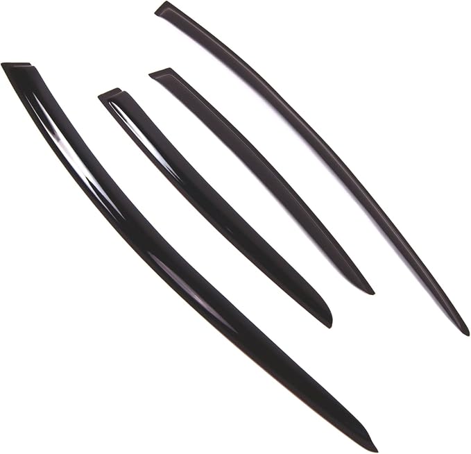 WD2-743 Dark Smoke 4 Pcs Set Window Visor (Outside Mount) Deflector Rain Guard Compatible with 2012-2015 Toyota Prius C
