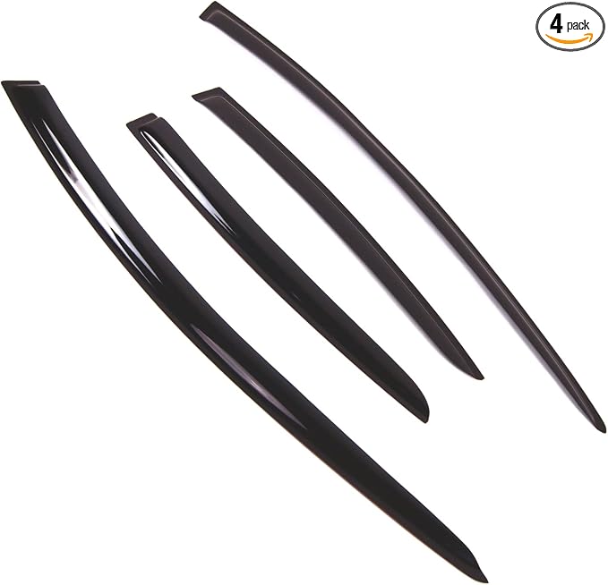 Outside Mount Window Vent Visors Rain Guards Compatible with Toyota Prius C 2012-2015 | Side Window Wind Deflectors Rain Shields | Smoke Tinted, 4 Pcs Set, DGWV-743