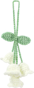 Lily Flower Handmade Knitted Car Mirror Hanging Accessories, Rear Riew Mirror Accessories Car Decorations for Women Men