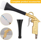 5-Piece Car Detailing Kit Air Blaster Mini Air Gun for Car Detailing, Air Compressor Blower Gun with 2 Pcs Brushes, Aluminum Alloy Dry Cleaning Gun with Detail Tool Attachments, for Car Detailing