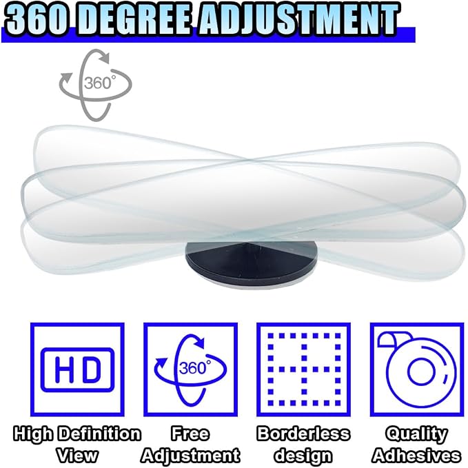 2PCS Blind Spot Car Mirror, HD Glass Rotate Adjustable Car Side Mirror, Strip Shaped Frameless Wide-angle Blind Spot Mirror, Universal Convex Rear View Mirror for Car, SUV, Truck (Strip)