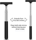 Retractable Car Rearview Mirror Wiper, Telescopic Side Mirror Squeegee, Anti-Fog Rain Cleaning Tool with Rubber Layered Head, Portable Auto Accessory for Cars, SUVs, Trucks (Black)