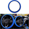 Elastic Stretch Steering Wheel Cover, Universal 15 Inch Automotive Steering Wheel Cover, Microfiber Breathable Ice Silk, Anti-Slip, Odorless, Easy Carry,Warm in Winter and Cool in Summer (Blue)