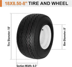 4 Pack 18x8.50-8 Golf Cart Tires with Wheel Assembly, 4-Lug 4" Center Hub, Compatible with Club Car, Cushman, E-Z-GO Golf Carts