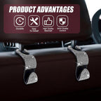 2 Pack Car Hooks, Bling Rhinestones Crystal Hooks, Auto Seat Back Organizers, Car Decorations Backseat Hanger, Car Seat Hooks Perfect for Holding Handbags, Clothes, Purses and Water Bottles