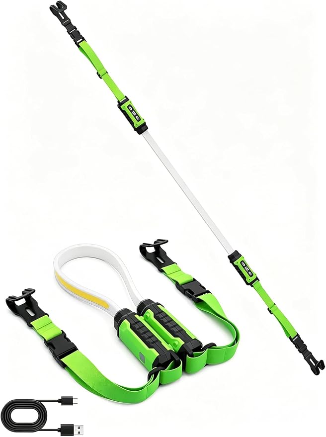 Foldable Underhood Work Light, 1500LM Ultra-Bright LED Mechanics Light Bar, 8000mAh Rechargeable Maintenance Light with Magnet & Hooks, Dual Color Temp, IP54 Waterproof for Car Repair, Garage, Green