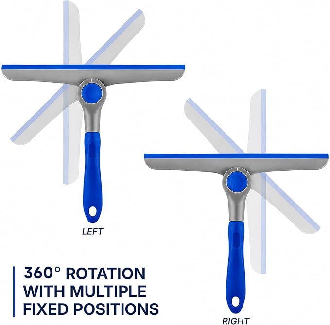 10" Heavy Duty Blue, Grey Window Cleaning Squeegee, Handheld Squeegee for Glass Doors, Windows, Car Windshields & More