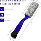 2 in 1 Duster for Car Clean, Portable Double Head Auto Detailing Brush, Soft Double-Ended Dust Removal Brush Interior Cleaning Tool for Most Vehicles, Car Accessories (Blue)