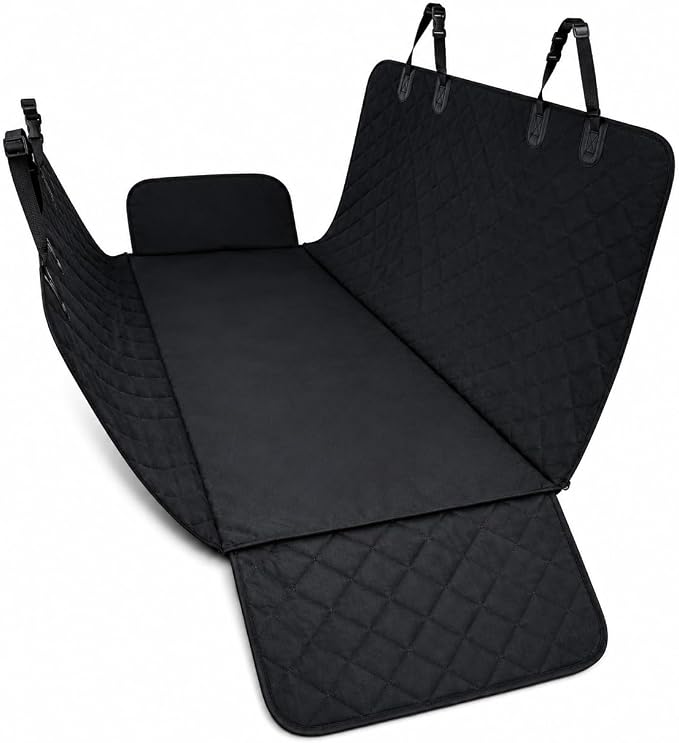 Dog Car Seat Cover for Back Seat - 100% Waterproof Hammock with Side Flaps, Non-Slip Pet Seat Protector, Scratch Resistant Heavy Duty Oxford Fabric, Fits Cars, Trucks & SUVs