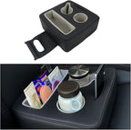 Car Back Seat Cup Holder, Leather Non-Slip Vehicle Rear Seat Drinks Tray Storage Organizer, Automotive Backseat Cup Holder Tray Expander, Universal for SUV Automobile Truck