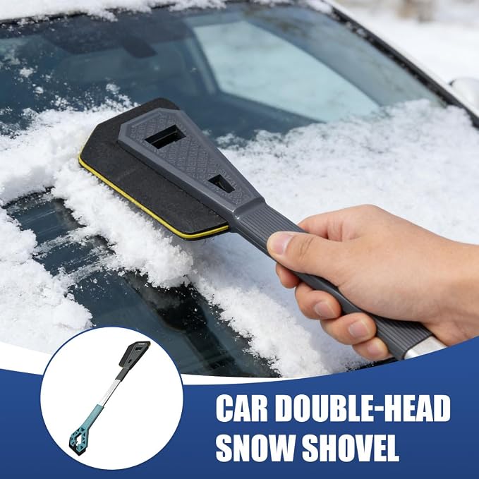 3 in 1 Snow Brush and Ice Scrapers for Car Windshield, 28" No-Scratch Automotive Window Cleaning Scraper with Ergonomic Grip, Detachable Winter Snow Removal Tool for Most Sedans(Blue)