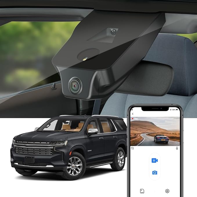 4K Dash Cam Adapts for Chevy Tahoe 2021-2026 (HD2-6275, NO Sensor Cover) LS LT RST Premier High Country, OEM Factory Style, 2160P UHD Video, WiFi & APP, Loop Recording, G-Sensor, 64GB Card