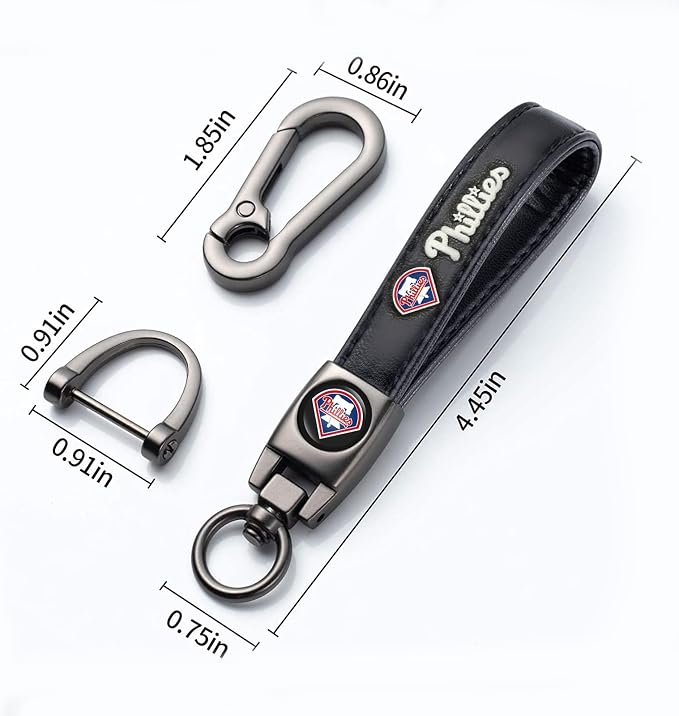 for Philadelphia Phillies Baseball Fans Car Keychain with Tire Valve Caps, Car Keyring and Valve Stem Caps Compatible with Key Fob Holder, Delicate Gifts for Men Women, Phillies