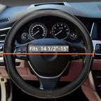 Microfiber Leather Steering Wheel Cover, Universal 14.5-15 Inch Steering Wheel Anti Slip Car Interior Accessories for Men Women (Black)