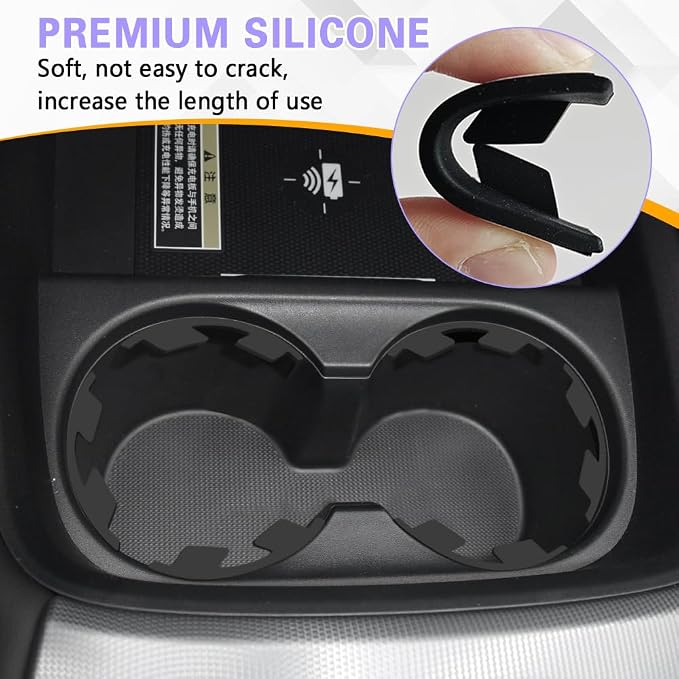 6PCS Silicone Car Cup Holder Insert with Arc Leaf Design, Car Cup Holder Expander, Silicone Self-Adhesive Cup Holder Stabilizer, Anti-Shake Auto Water Bottle Stabilizers for Most Vehicles