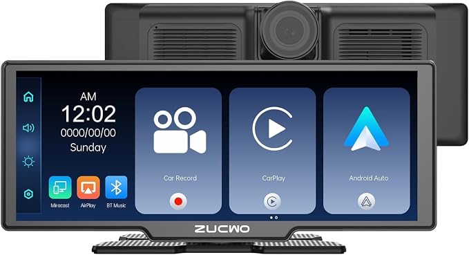 Portable Wireless CarPlay Screen for Car, Apple CarPlay & Android Auto Touch Screen Car Stereo with Bluetooth, BT Music, Navigation, Car Record for Vehicles (11.26 Inch)