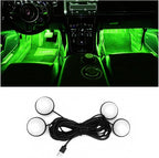Car Interior LED Lights, Automotive Ambient Neon Light Kit with USB Port, Car Accessories, Gifts for Men and Women, 4 in 1 Decoration Lights for Car, Garden, Home, Party（Green）