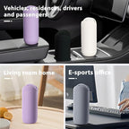 Car Trash Can with Lid, Silicone Leakproof Mini Round Vehicle Garbage Bin for Cup Holder, Portable Automotive Interior Waste Storage & Organizers Accessories, Universal Fit (Black)
