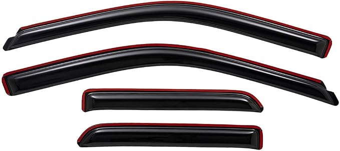 194101 Extra Durable Clip-on In-Channel Auto Vent Window Visors, Fits 2009-2010 Dodge Ram 1500, 2011-2018 Ram 1500, 2019-2024 Ram 1500 Classic, Quad Cab, UV-Protect Rain Guard, Smoke, 4-Pcs