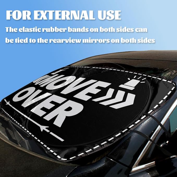 Funny Road Sign Car Windshield Sunshades Move Over Arrow Traffic Humor Front Window Sun Shade Blocks UV Rays Sun Visor Protector for Car Sedan Truck SUV Accessories 59" L x 31.5" W