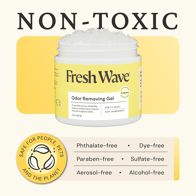 Lemon Odor Removing Gel, 15 oz. | Odor Absorbers for Home | Safer Odor Relief | Natural Plant-Based Odor Eliminator | Every 15 oz. lasts 30-60 Days | For Cooking, Trash & Pets