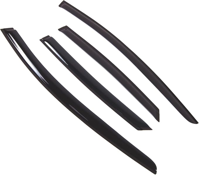 WD2-795B Dark Smoke 4 Pcs Set Window Visor (Outside Mount) Deflector Rain Guard Compatible with 2017-2018 Ford MKIII Sedan