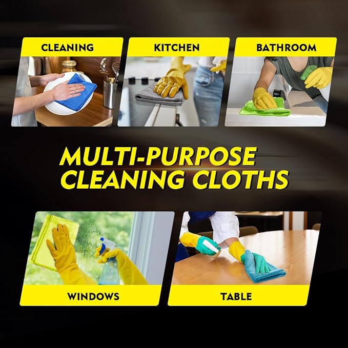 Microfiber Cleaning Cloth 6 Pack, 12.5 x 12.5 Inch Microfiber Towels for Cars, Ultra Absorbent Cleaning Rags, Lint Free Cleaning Towels for Household, Kitchen, Window, and Car, Multicolor