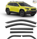 6-pcs Low-Profile Window Rain Guard for 2014-2023 Jeep Cherokee Rain Guards Side Window Visors Extra-Thick Vent Visor Window Deflectors Tape-on Vent Shades Car Accessories