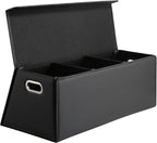 Car Trunk Organizer for SUV and Sedan, Trapezoidal-Black, 29.5 in | Tailored for Rear Seats, Extra Large, Leather Storage Box, Magnetic Lid, Collapsible & Adjustable, Water‑Resist & Dust‑Proof