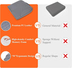 Premium Car Seat Cushion, Memory Foam Driver Seat Cushion to Improve Driving View- Coccyx & Lower Back Pain Relief - Seat Cushion for Car, Truck, Office Chair (Leather Gray)