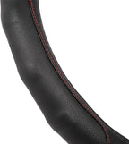GripDrive Faux Black Leather Steering Wheel Cover for Car Truck Van SUV, Standard 15 inch Size, Red Accent Stitched Car Steering Wheel Cover Vehicle & Auto Accessories