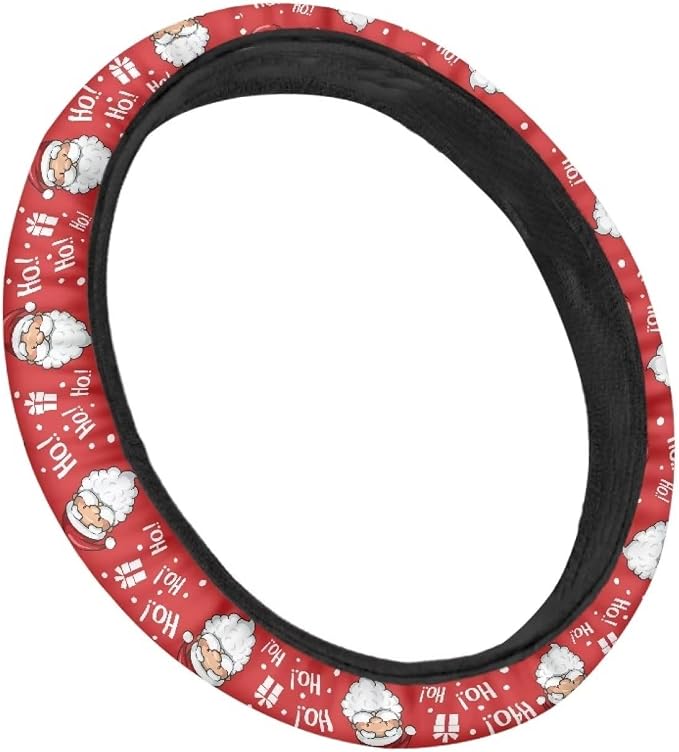 Christmas Steering Wheel Covers Xmas Decor Car Accessories Cartoon Santa Claus Car Steering Wheel Covers Anti-Slip Soft Grip 14-15 inch Stretch-on Steering Wheel Protector Rrd