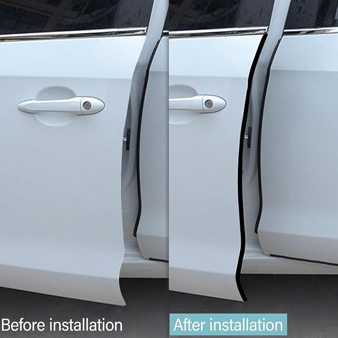 16.5 Ft (5m) Universal Car Door Edge Guards, Black | Rubber U-Shaped Trim Protector, No Glue Required