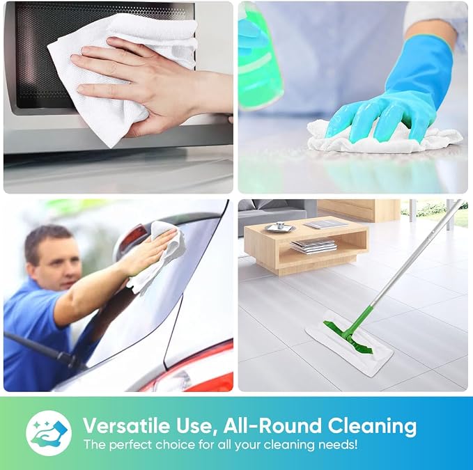 White Microfiber Cleaning Cloths, 10 Pack Microfiber Towels for Cars, Lint & Scratch-Free Cleaning Rags for House, Kitchen and Car 11.5 x 11.5 inch