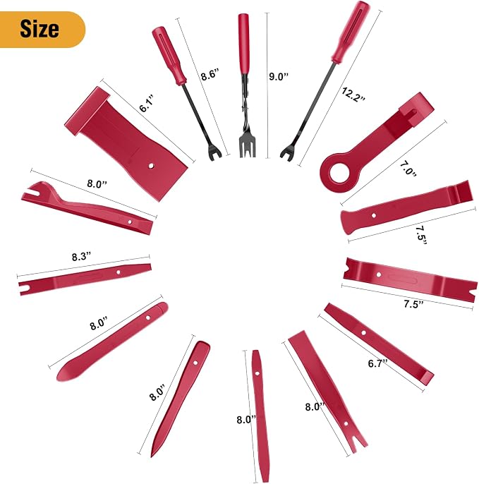 330Pcs Trim Removal Tool, Auto Push Pin Bumper Retainer Clip Set Fastener Terminal Remover Tool Adhesive Cable Clips Pry Kit Car Panel Radio Removal Auto Clip Pliers, Red
